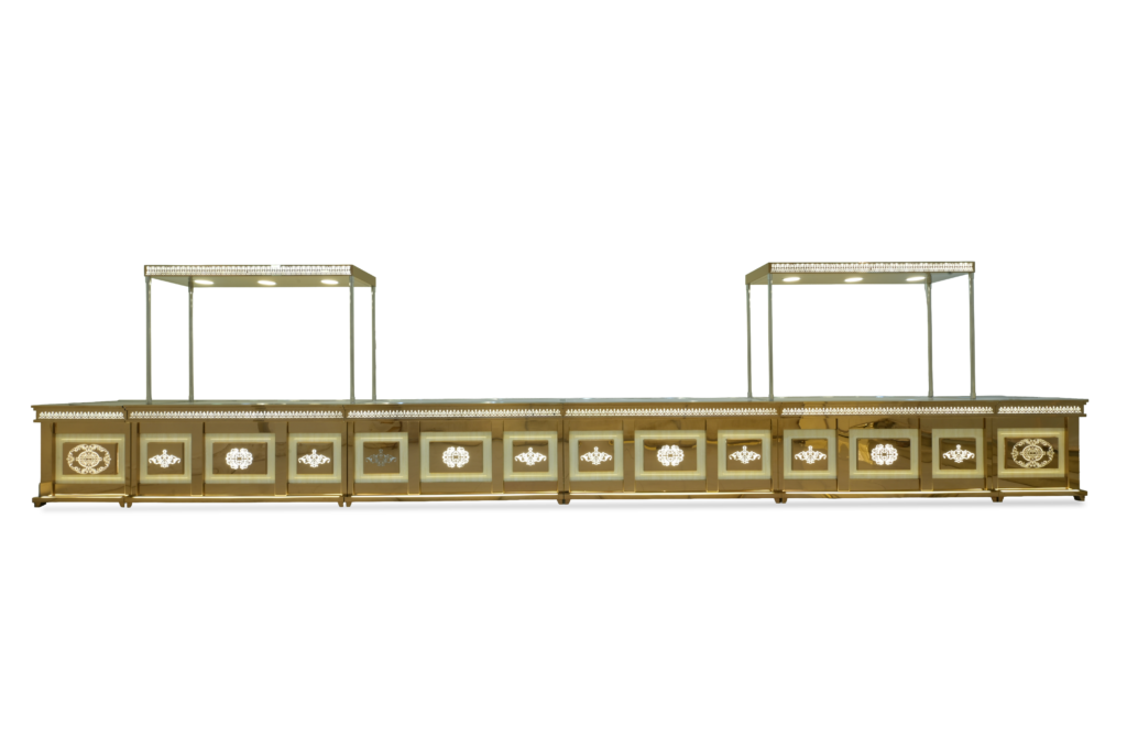 Golden Petal Buffet Counter by Venue Transform
