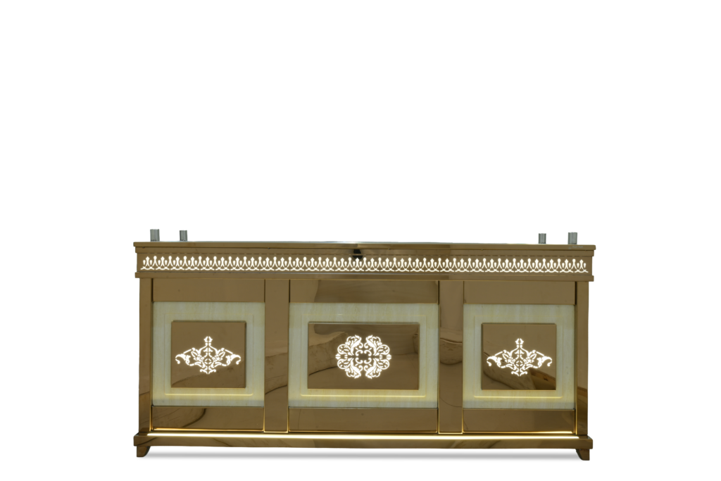Golden Petal Buffet Counter by Venue Transform