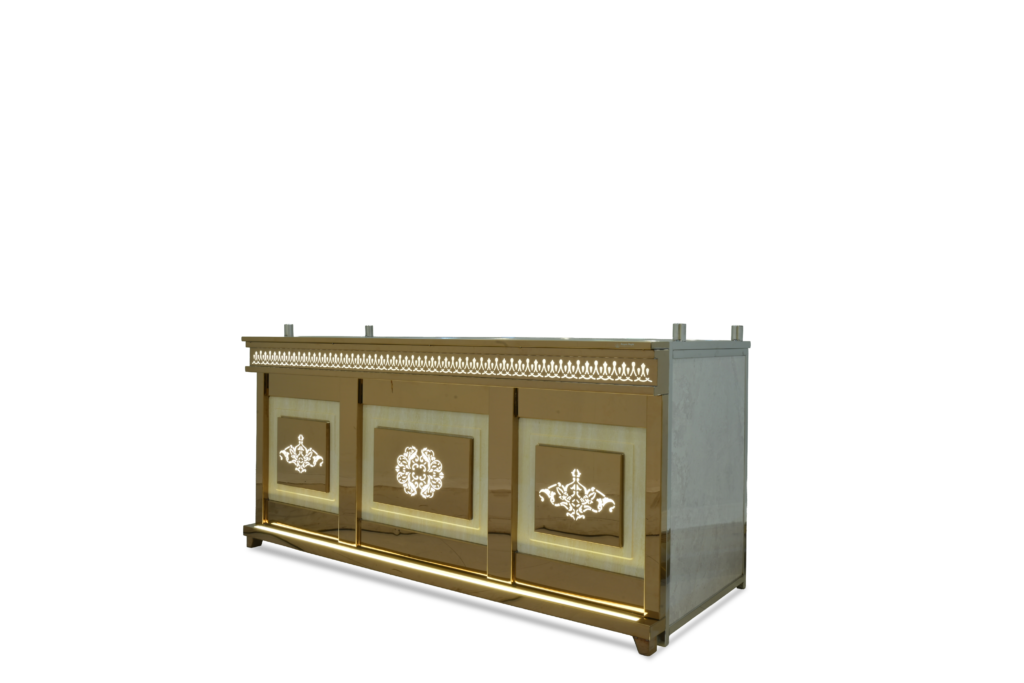 Golden Petal Buffet Counter by Venue Transform