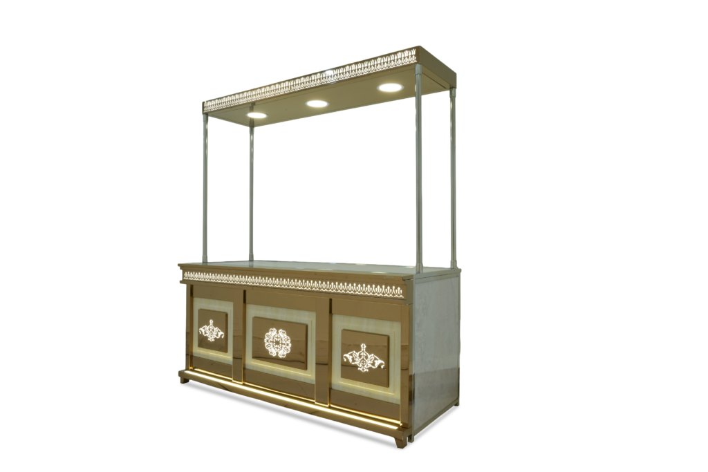 Golden Petal Buffet Counter by Venue Transform