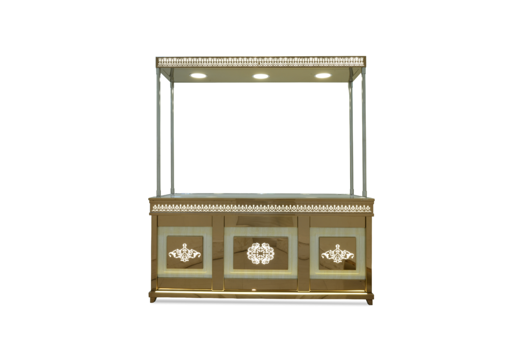 Golden Petal Buffet Counter by Venue Transform