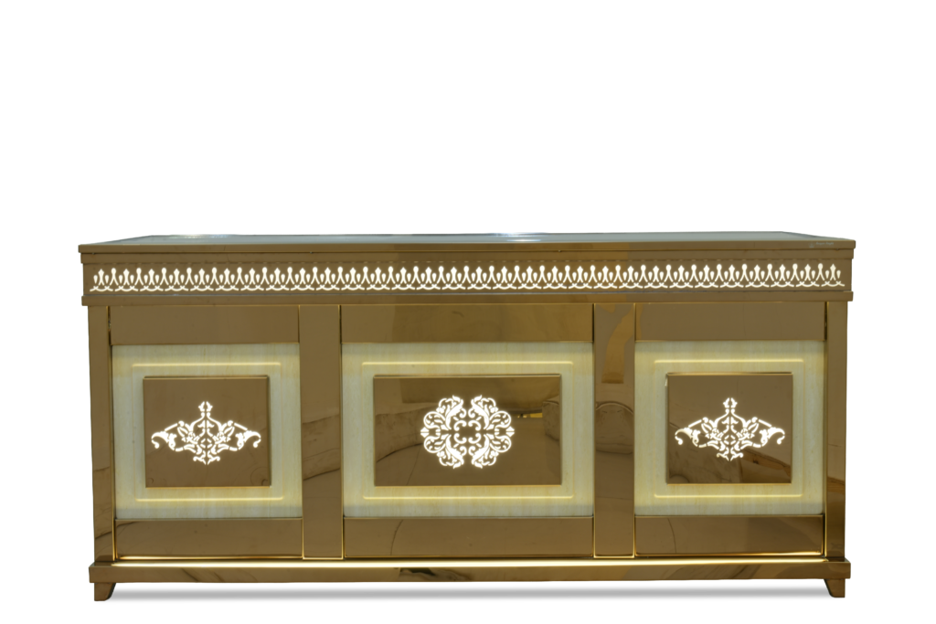 Golden Petal Buffet Counter by Venue Transform