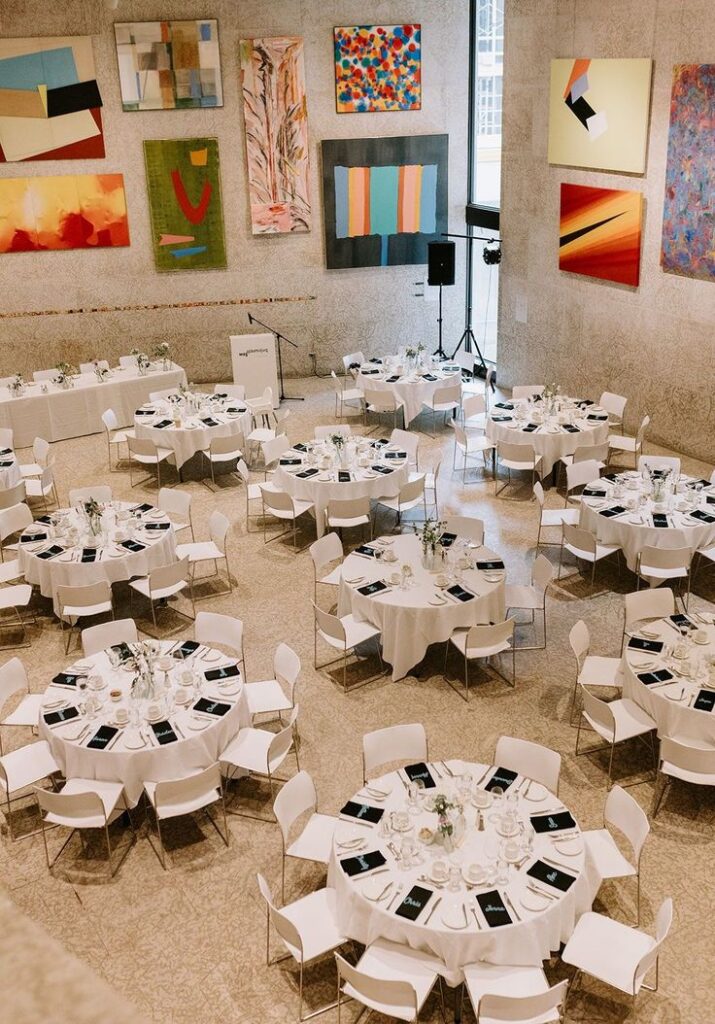 Wedding reception inside an art gallery