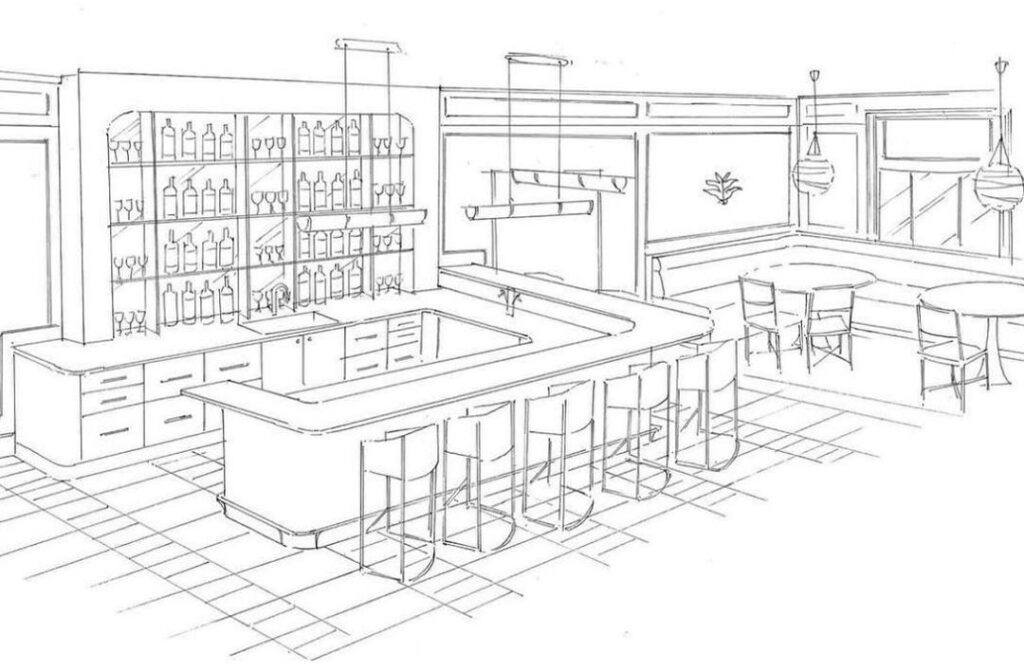 Commercial bar counter layout plan