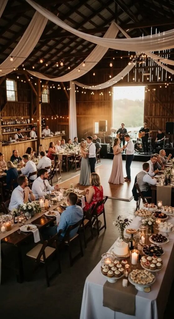 Rustic barn wedding reception

