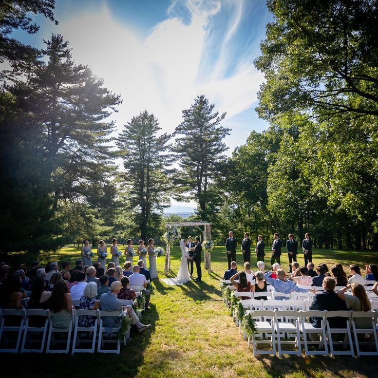 Outdoor wedding ceremony in a green public park


