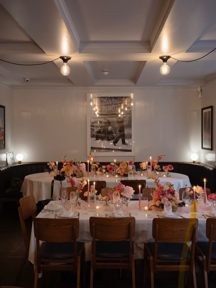 Private restaurant room ready for a small wedding dinner