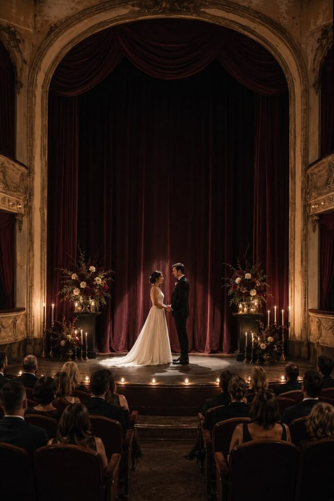 Wedding ceremony inside a historic theater