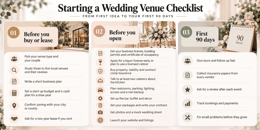 Starting a wedding venue checklist